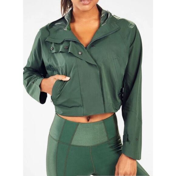 Fabletics 3-pc Workout Set w/ Cropped Hooded Jacket Green Size XL - Picture 3 of 16